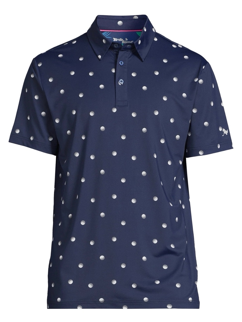 Birdie Bound Navy Blue with Golf Balls Short Sleeve Polo Size XXL